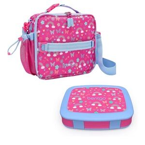Bentgo Prints Insulated Lunch Bag Set With Kids Bento-Style Lunch Box (Rainbows